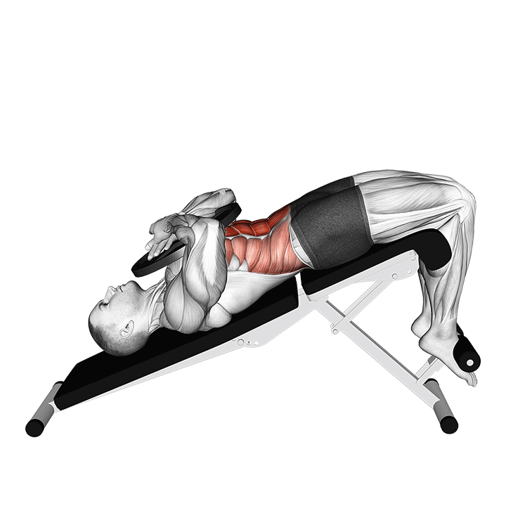 Weighted Decline Crunch exercise animation