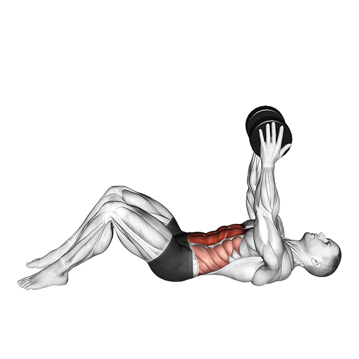 Weighted Straight Arm Crunch exercise animation