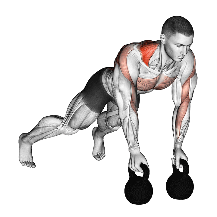 Kettlebel Renegade Row exercise animation