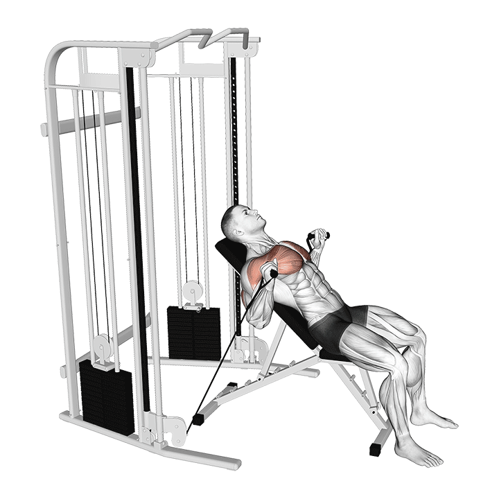 Low Cable Incline Bench Press exercise animation