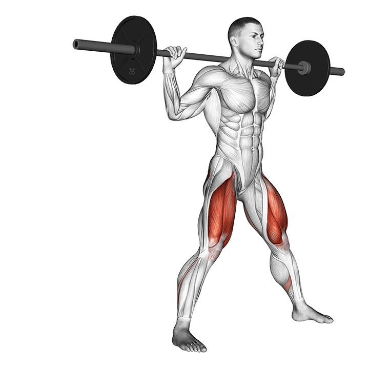 Barbell Cossack Squat exercise animation