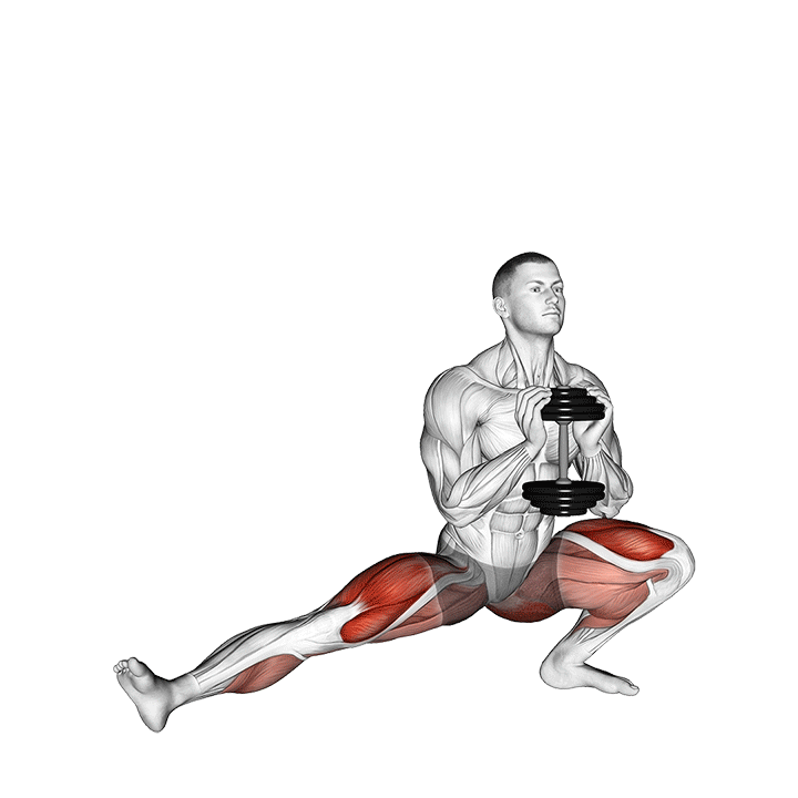 Dumbbell Cossack Squat exercise animation