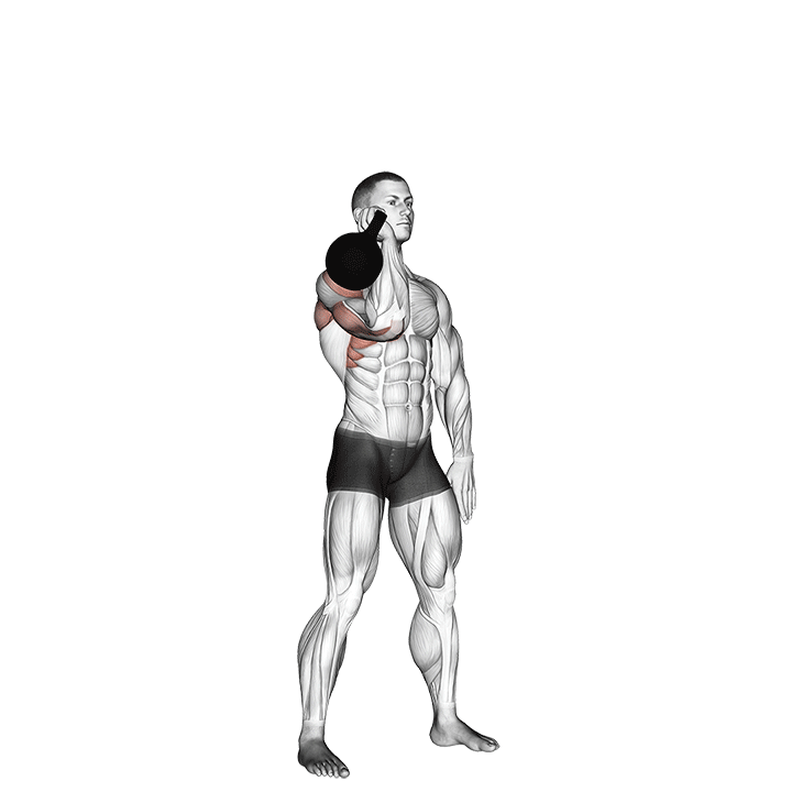 One-Arm Kettlebell Overhead Press exercise animation